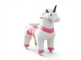 White 37.4" Unicorn Ride-On Horse, Plush Riding Pony with Rolling Wheels for Kids Ages 4-12, Active 62774709