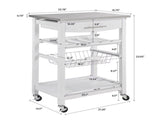 Mobile Rolling Kitchen Island Cart with Stainless Steel Top, Kitchen Trolley with Drawer, Slide-Out 20816904