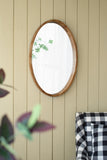 24" x 36" Oval Wall Mirror with Wood Frame, Farmhouse Wood Mirror for Bathroom Entryway Console Lean W2078126447