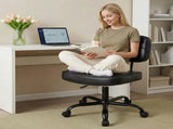 Ergonomic PU Leather Desk Chair, Armless Rolling Chair with Thickened Cushion for Small 47488096
