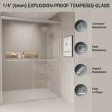 56-60 in. W x 72 in. H Double Sliding Shower Door, Semi-frameless Bypass Bathroom Sliding Door with W1573P239436
