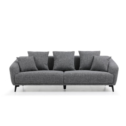 ZUN 3 Seater Sofa Couch, Modern Fabric Upholstered Sofa with Three Cushions, 2 Pillows, Dark Grey W876112687