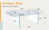 ZUN 43.3"x23.6" White Marble-Patterned MDF Coffee Table with Tempered glass legs.Suitable for Living W1151P209565