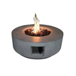 ZUN 11" H x 30" W Fiber Reinforced Concrete Propane/Natural Gas Outdoor Fire Pit Table with Lid B120141817