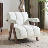 Mid Century Modern Accent Chair with Solid Wood Frame, Upholstered Living Room Chairs with Thick N765P197467W