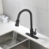 ZUN Single Handle High Arc Pull Out Kitchen Faucet,Single Level Stainless Steel Kitchen Sink Faucets 75411374