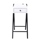 White and Black Side Table with USB Ports B062P181408
