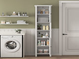 Bathroom Floor Storage Cabinet with 2 Doors Living Room Wooden Cabinet with 6 Shelves 15.75 11.81 W40935721