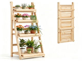 4-Tier Ladder Plant Stand, Foldable Premium Fir Wood Flower Pot Rack, A-Shaped Reinforced Display 15083700