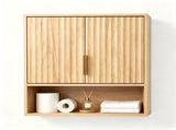 2-Door 3-Tier Slatted Bathroom Wall Cabinet 24.49"*22.83"*8.07 Oak 35998404