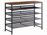 5-Tier Adjustable Shoe Rack Antique Wood Mesh Metal Shelves Wooden Top for 95163687