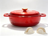Cast iron 5QT cooking pot - Gradient red - Includes two silicone gloves - Enamel pot 72490556