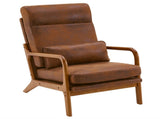 High Back Solid Wood Armrest Backrest Iron Frame Bronzing Cloth Indoor Leisure Chair Orange 79269077