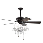 ZUN 52'' Crystal Shade Ceiling Fan Lamp ,3 Speed ,4 Timing , 5 Reversible Blades Crystal Ceiling Fan W1592P253975