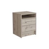 Eter Nightstand , End Table, Side Table Superior Top, Two Drawers -Light Gray B20091862