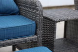 5 Pieces Wicker Patio Furniture Set Outdoor Patio Chairs with Ottomans Conversation Furniture with W813P287323