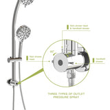 Multi Function Dual Shower Head - Shower System with 4.7" Rain Showerhead, 8-Function Hand Shower, W124362275