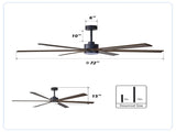 70" Ceiling Fan with Lights Quiet DC Motor Ceiling Fans 6 Speed Levels,Reversible Ceiling Fan, for W3596P443166