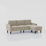 Convertible Combination Sofa Sofa L-Shaped Sofa with Footstools with Storage, Beige Sofa for Living W2012126501