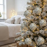 6PCS Set 3.9" Christmas Glass Ball Ornaments Hanging Decorations for Holiday Tree Party Baubles FBA 71096669