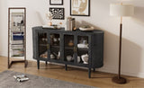 TREXM Farmhouse Sideboard Cabinet with Storage, Wood Buffet Cabinet with Glass Doors and Adjustable N715P264923B