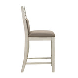 Counter Height Chairs Set of 2, Gray Finish Casual Country Style Fabric Upholstered Seat and Back B011P217880