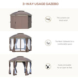 144x144 Inch Round Outdoor Gazebo, Patio Dome Gazebo Canopy Shelter with Double Roof, Netting 05350701