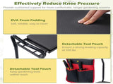Black 2-in-1 Garden Folding Stool Kneeler, 300LBS Capacity & Built-in Tool Pouch, Comfortable EVA 65032449