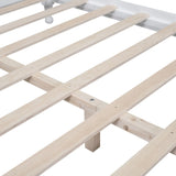 Full Size Wood Platform Bed Frame,Retro Style Platform Bed with Wooden Slat Support,White WF310129AAK