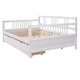 Full Size Daybed Wood Bed with Two Drawers,White 67032635
