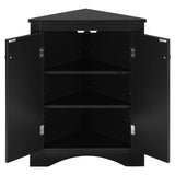 Black Triangle Bathroom Storage Cabinet with Adjustable Shelves, Freestanding Floor Cabinet for Home 62126568