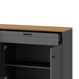 ON-TREND Farmhouse TV Stand with 2 Drawers for TVs Up to 70", Versatile Wood Grain Sideboard with N721P245732E