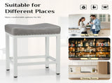 24 Inch Saddle Bar Stool Set of 2 PU Leather Counter Stools with Steel Frame and Footrest, Gray 60001558
