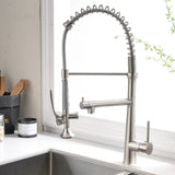 Heavy Duty Commercial Style Kitchen Sink Faucet, Single Handle Pre-Rinse Spring Sprayer Kitchen W1932P172317