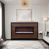 Aria 62 inch Fireplace Mantel, Minimal Assembly, Black and Walnut Finish B108P292262