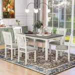 ZUN 7-Piece Dining Table Set Wood Dining Table and 6 Upholstered Chairs with Shaped Legs for Dining 27862375