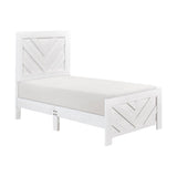 Contemporary White Finish Twin Size Panel Bed Wooden Bedroom Furniture 1pc, Bed in a Box B011P250489