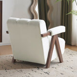 Mid Century Modern Accent Chair with Solid Wood Frame, Upholstered Living Room Chairs with Thick N765P197467W