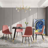 ZUN Pink Velvet Tufted Accent Chairs with Golden Color Metal Legs, Modern Dining Chairs for Living W116464052