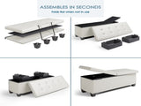 Ottoman with Storage Bench, 43-inch Storage Ottoman, Leather, White 63099762