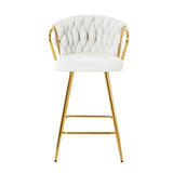 Modern design High stool Gold Plated legs Kitchen Dining White linen bar chair, suitable for Cafe W210P201267