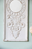 Set of 2 Large Wooden Wall Art Panels with Distressed White Finish and Round Mirror Accents,17" x W2078130284