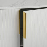 TREXM Modern sideboard with Four Doors, Metal handles & Legs and Adjustable Shelves Kitchen Cabinet WF295368AAK