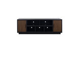 Aria 85 inch TV Stand for TVs up to 95 inches, No Assembly Required, Black and Walnut Finish B108P292259