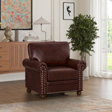 Living Room Sofa Single Seat Chair with Wood Leg Burgundy Faux Leather W1097125452