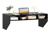 Black Wall-Mounted Floating Computer Desk with 3-Cube Storage, Sturdy Wooden Workstation for Home 63240974