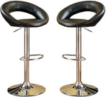 ZUN Black Faux Leather Stool Adjustable Height Chairs Set of 2 Chair Swivel Design Chrome Base PVC B01149814