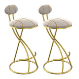 Round Bar Stools S-shaped Stripe Kitchen Stool Set of 2 Modern Velvet Upholstered Counter Chair for W1757P345494