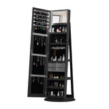 Jewelry Cabinet Armoire with Full Length 360&deg Rotating, Lockable Storage Cabinet, Interior W3406P340421