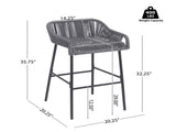 La Push Outdoor Patio Dark Gray Rope Barstool N775P176900D